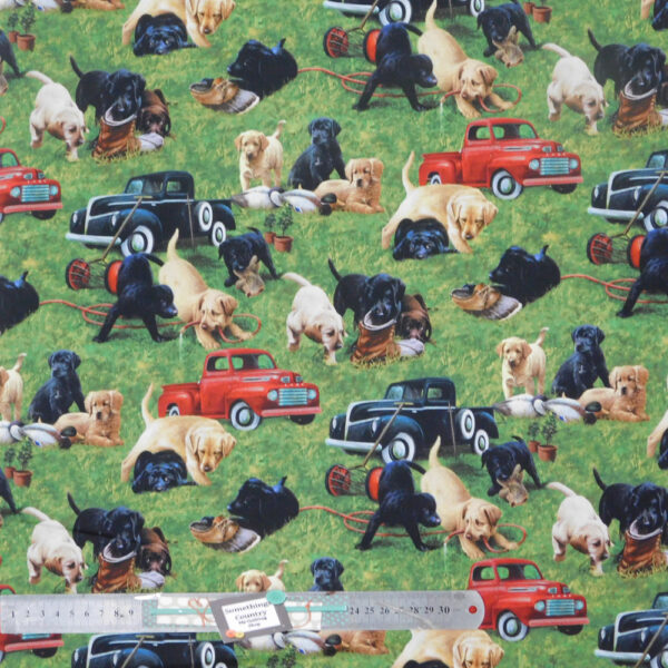 Quilting Patchwork Sewing Fabric Labrador Puppies Grass 50x55cm FQ