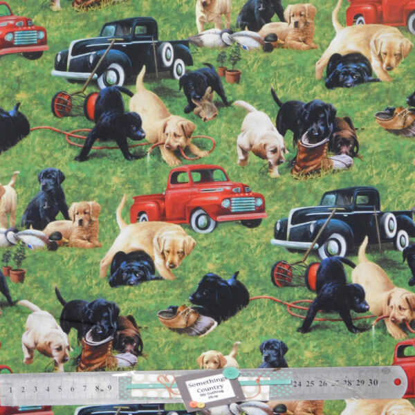 Quilting Patchwork Sewing Fabric Labrador Puppies Grass 50x55cm FQ