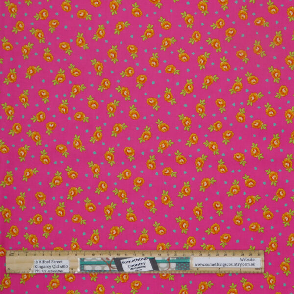 Quilting Patchwork Fabric Tula Pink Curiouser Pink Flowers 50x55cm FQ