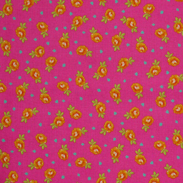 Quilting Patchwork Fabric Tula Pink Curiouser Pink Flowers 50x55cm FQ