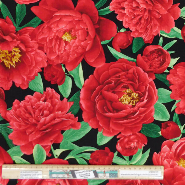 Quilting Patchwork Sewing Fabric Red Rose Large 50x55cm FQ