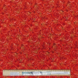 Quilting Patchwork Sewing Fabric Red Roses Glitter 50x55cm FQ