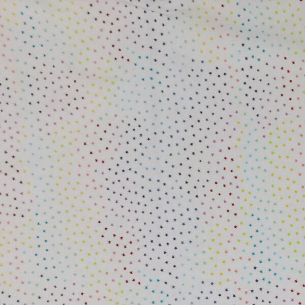 Quilting Patchwork Sewing Fabric White Rainbow Stars 50x55cm FQ
