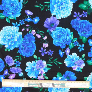 Quilting Patchwork Sewing Fabric Blue Flowers Large 50x55cm FQ