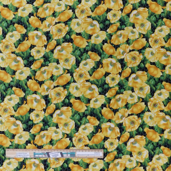 Quilting Patchwork Sewing Fabric Yellow Poppies 50x55cm FQ