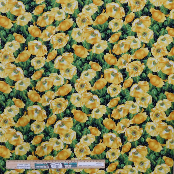 Quilting Patchwork Sewing Fabric Yellow Poppies 50x55cm FQ