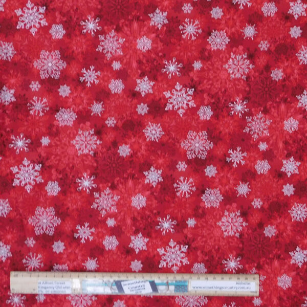 Quilting Patchwork Sewing Fabric Xmas Snowflakes Red 50x55cm FQ
