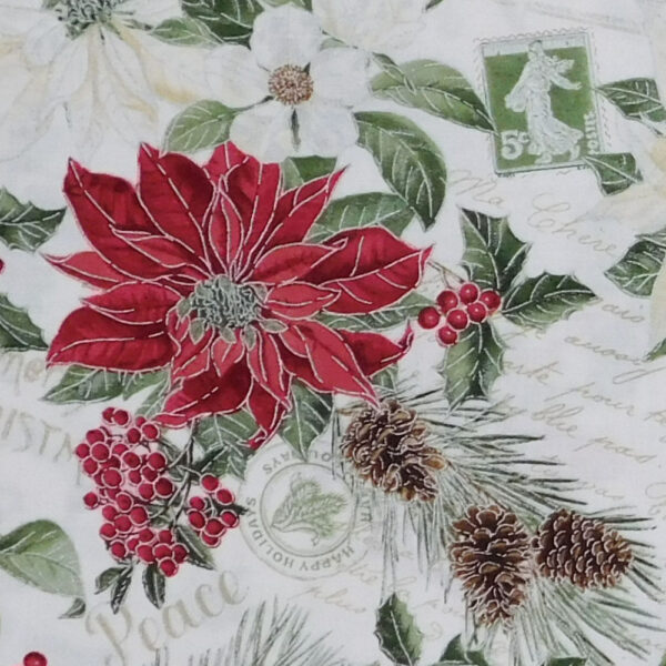 Quilting Patchwork Sewing Fabric Christmas Flowers White 50x55cm FQ