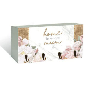 French Country Wooden Key Hooks Mothers Day Home is Where Mum Is