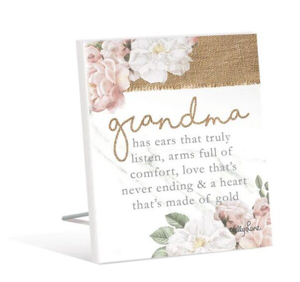 French Country Mothers Day Grandma Heart Gold Wooden Standing Sign