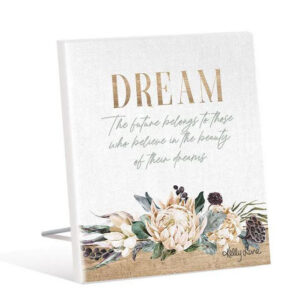 French Country White Protea Dreams Future Wooden Standing Sign