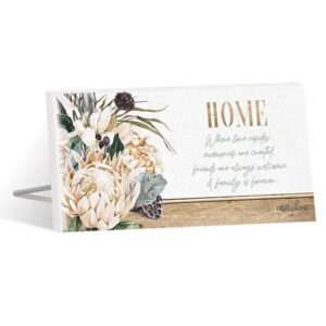 French Country White Protea Home Love Resides Wooden Standing Sign