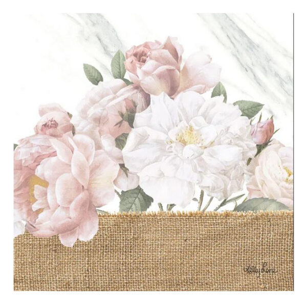 French Country Canvas Print Mothers Day Floral Hessian 20x20cm