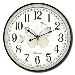 Clock Country Vintage Inspired Wall Vintage Floral Butterfly 33cm