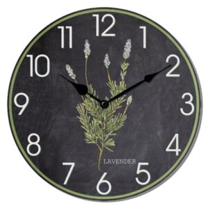 French Country Retro Wall Clock 34cm Black Lavender