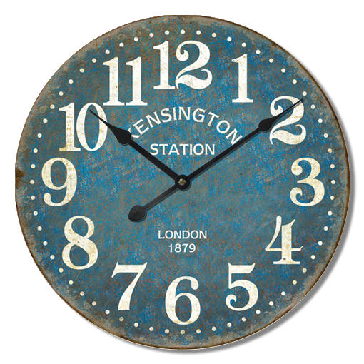 French Country Retro Wall Clock 60cm Kensington Station 1879