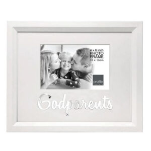 Country White Wooden Photo Frame Metallic God Parents 6x4 Inch