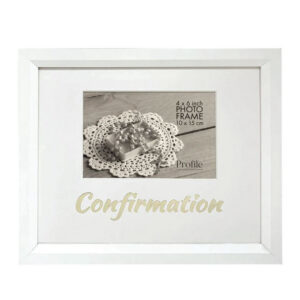 Country White Wooden Photo Frame Metallic Confirmation 6x4 Inch