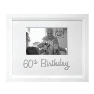 Country White Wooden Photo Frame Metallic 60th Birthday 6x4 Inch