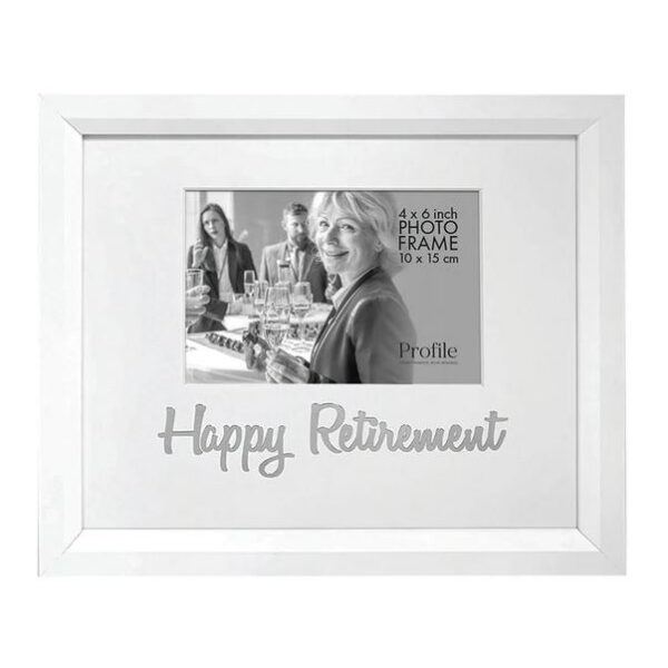 Country White Wooden Photo Frame Metallic Happy Retirement 6x4 Inch