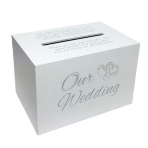 White Wooden Wishing Well Our Wedding, Engagement Card Box