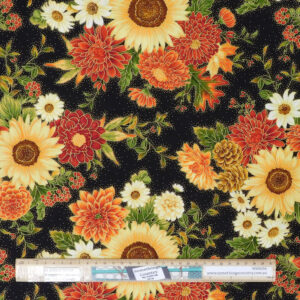 Quilting Patchwork Sewing Fabric Autumn Flowers 50x55cm FQ