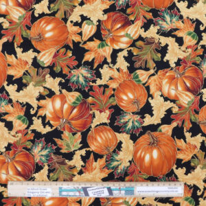 Quilting Patchwork Sewing Fabric Pumpkins and Leaves 50x55cm FQ
