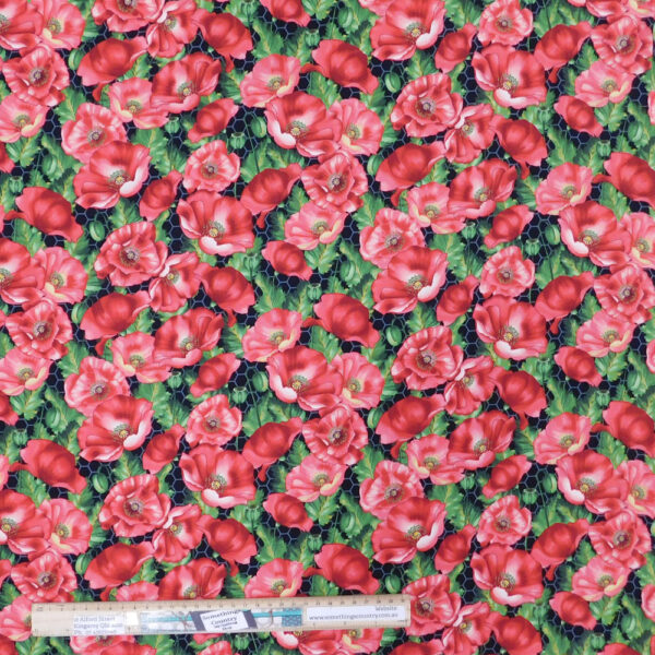 Quilting Patchwork Sewing Fabric Bloomin Poppies 50x55cm FQ