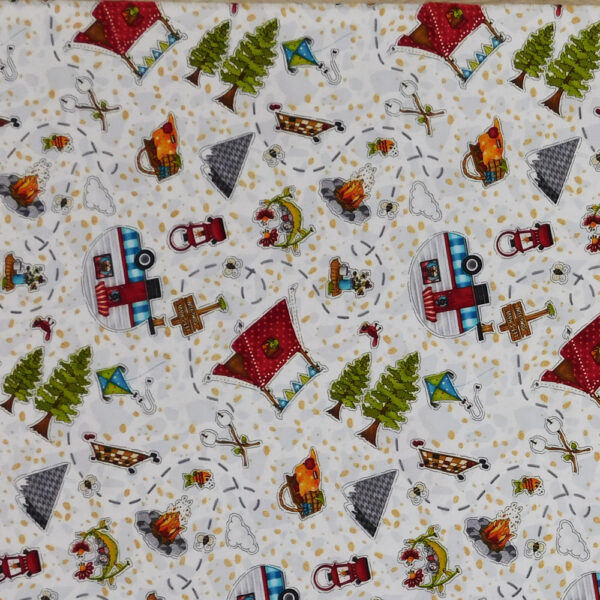 Quilting Patchwork Sewing Fabric Camping Fun Outdoors 50x55cm FQ