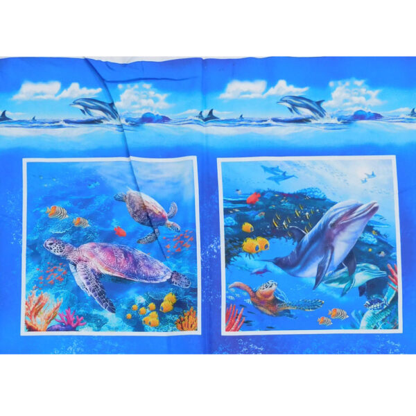 Patchwork Quilting Sewing Reef Life Dolphins 60x110cm Fabric Panel