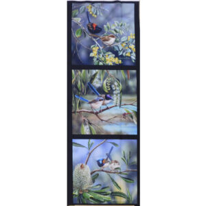 Patchwork Quilting Blue Wrens A Australian Panel 40x110cm Fabric