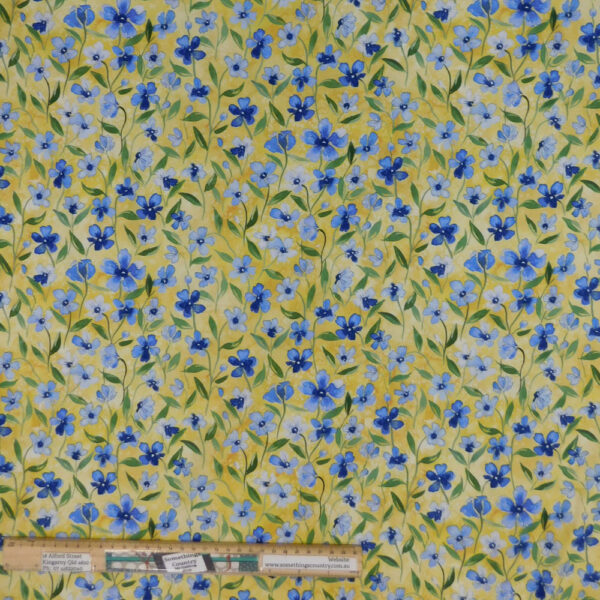 Quilting Patchwork Sewing Fabric Forget Me Nots Yellow 50x55cm FQ