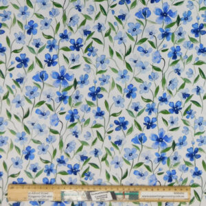 Quilting Patchwork Sewing Fabric Forget Me Nots White 50x55cm FQ