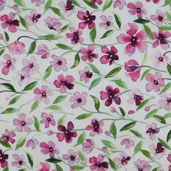 Quilting Patchwork Sewing Fabric Pink Flowers White 50x55cm FQ