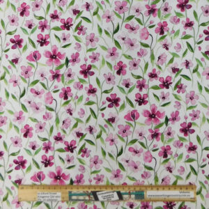 Quilting Patchwork Sewing Fabric Pink Flowers White 50x55cm FQ