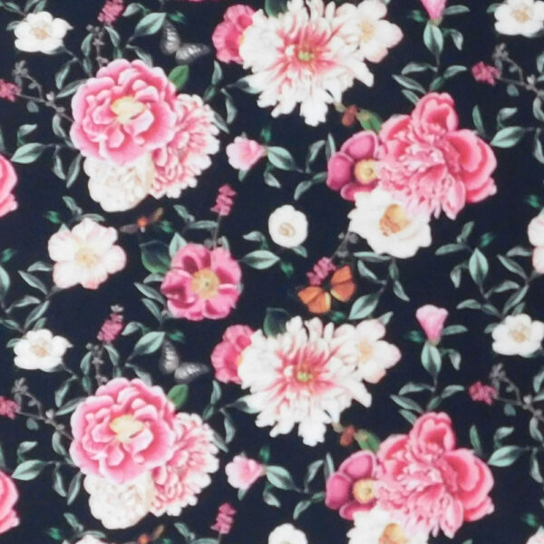 Quilting Patchwork Sewing Fabric Flower Festival Black 50x55cm FQ