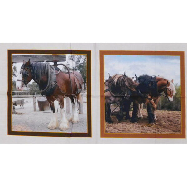 Patchwork Quilting Heavy Horses Clydesdale Panel 62x110cm Fabric