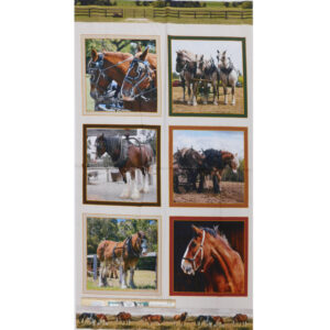 Patchwork Quilting Heavy Horses Clydesdale Panel 62x110cm Fabric