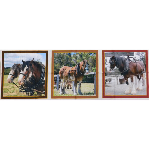 Patchwork Quilting Heavy Horses Clydesdale B Panel 108x110cm Fabric
