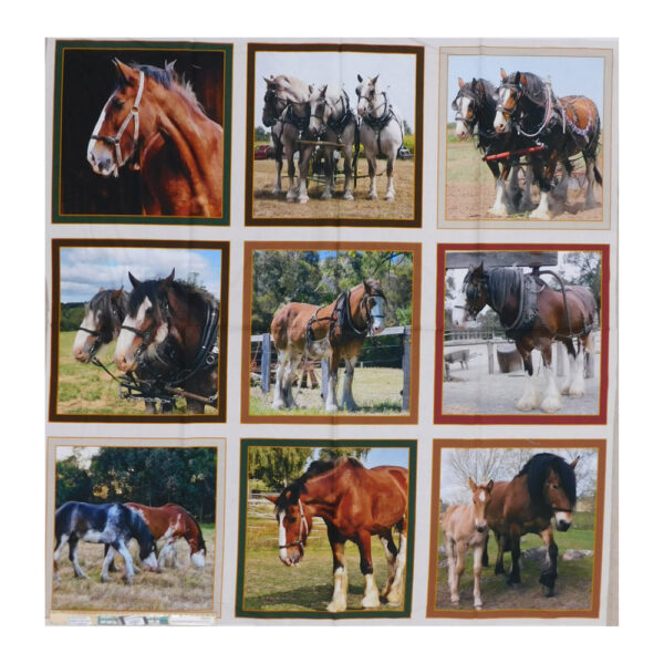 Patchwork Quilting Heavy Horses Clydesdale B Panel 108x110cm Fabric