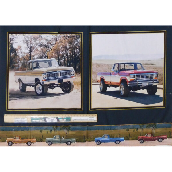 Patchwork Quilting Vintage Vehicles Utes A Panel 62x110cm Fabric