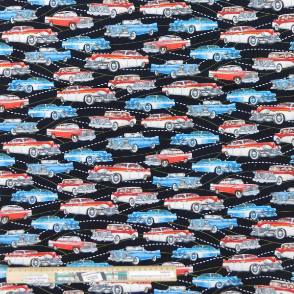 Quilting Patchwork Sewing Fabric Classic Cars Allover 50x55cm FQ