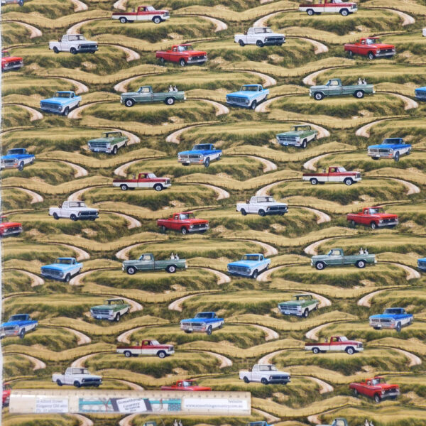 Quilting Patchwork Sewing Fabric Vintage Vehicles Field 50x55cm FQ