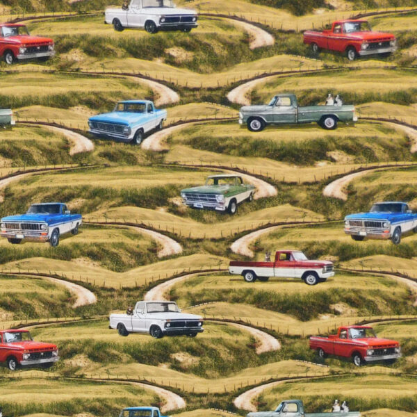 Quilting Patchwork Sewing Fabric Vintage Vehicles Field 50x55cm FQ