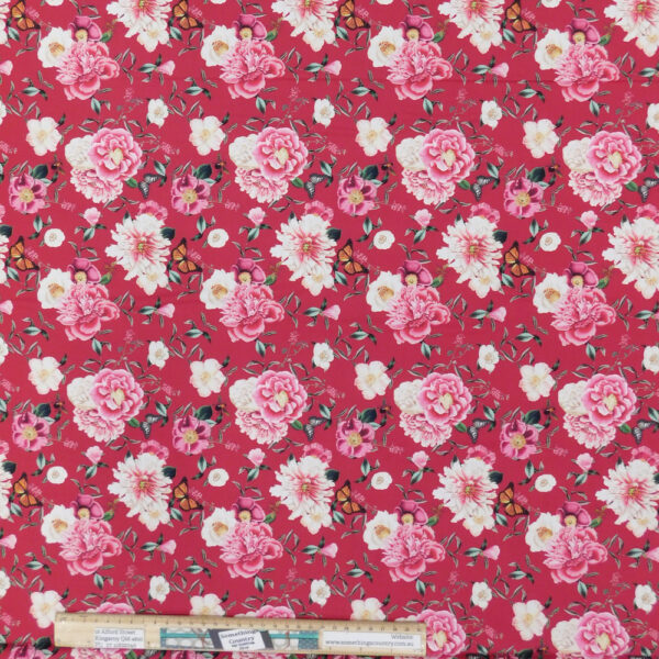 Quilting Patchwork Sewing Fabric Flower Festival Pink 50x55cm FQ