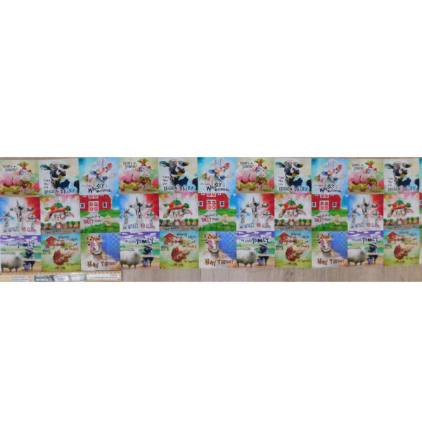 Patchwork Quilting Sewing Funny Farm Animals 29x110cm Fabric Panel