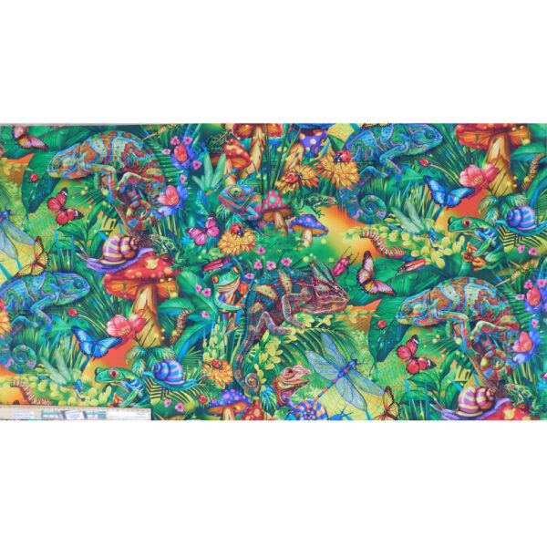 Patchwork Quilting Sewing Chameleon Jungle 59x110cm Fabric Panel