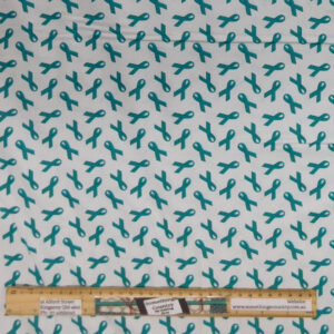 Quilting Patchwork Sewing Fabric Ovarian Cancer Teal Ribbon 50x55cm FQ