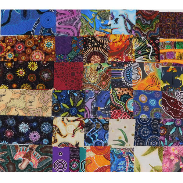Quilting Lolly Pack Patchwork Aboriginal Prints 2.5x5 Inch 35 Pack