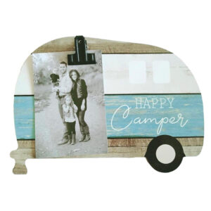 Country Wooden Photo Frame Happy Camper Clip Plaque